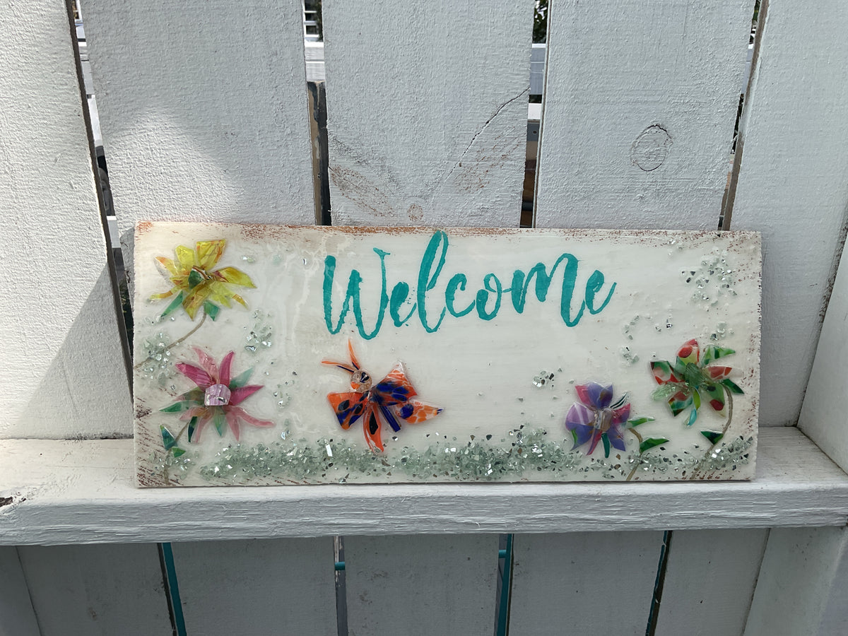 Art - Shard Shop Designs - 7.5” x 8.25” Floral Welcome