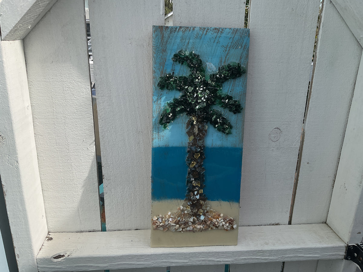 Art - Shard Shop Designs - 7.5” x 18.5” Palm Tree on a Beach