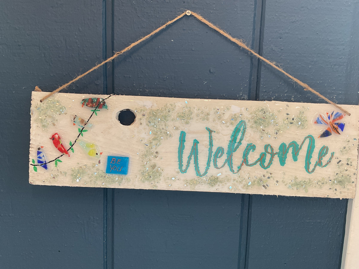 Art - Shard Shop Designs - 5” x 18” Wooden Welcome Sign