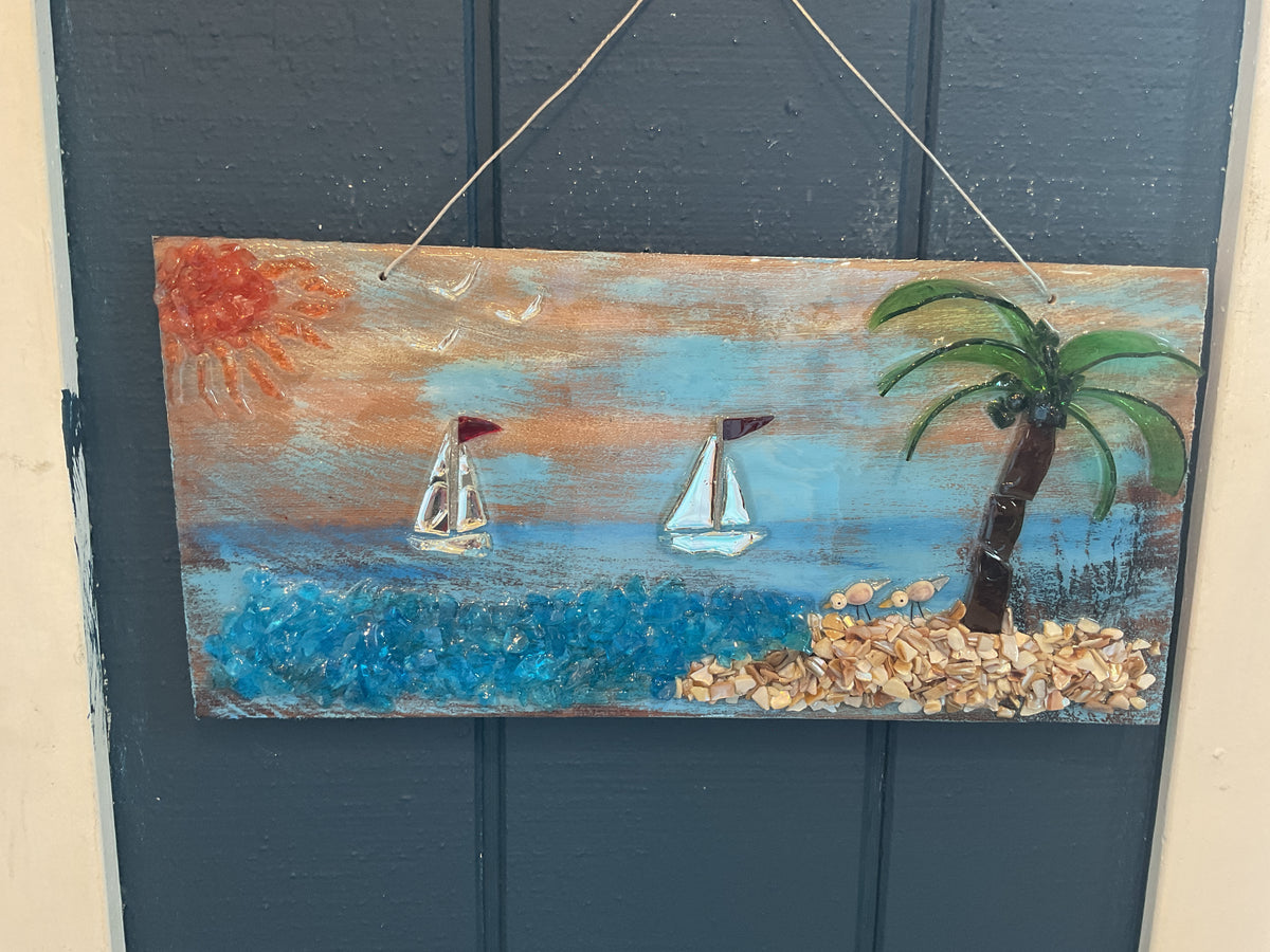 Art - Shard Shop Designs - 9” x 19” Tropical Sail Boats