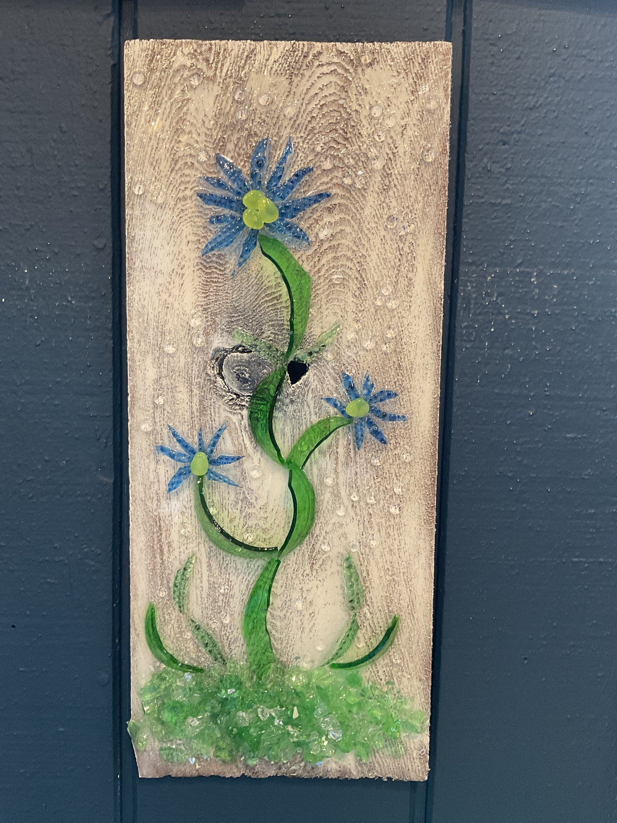 Art - Shard Shop Designs- 18.5” x 8” Blue Daisies